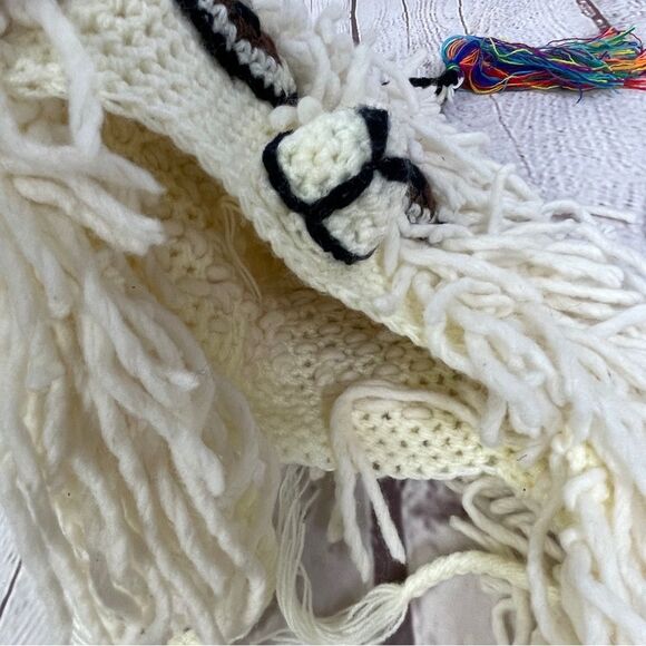 Fun alpaca llama animal knit novelty costume ski hat with ear flaps, OS - Picture 8 of 10